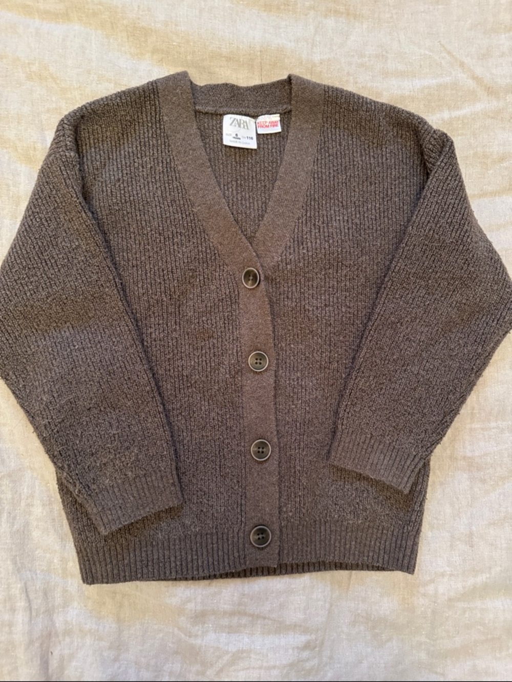 Zara Kids Olive Green V-Neck Buttoned Cardigan